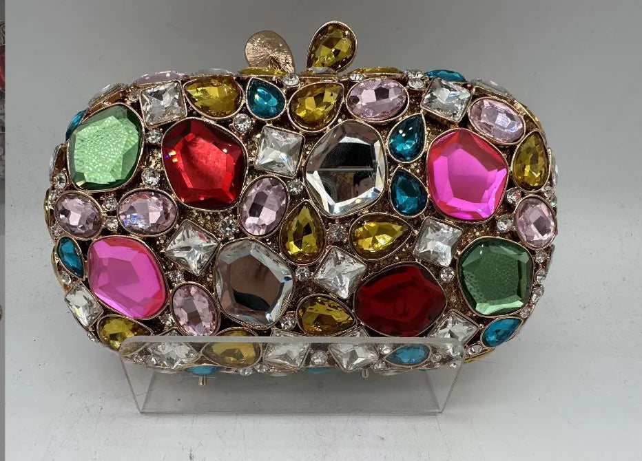 Multicolored gemstone clutch Bag. 