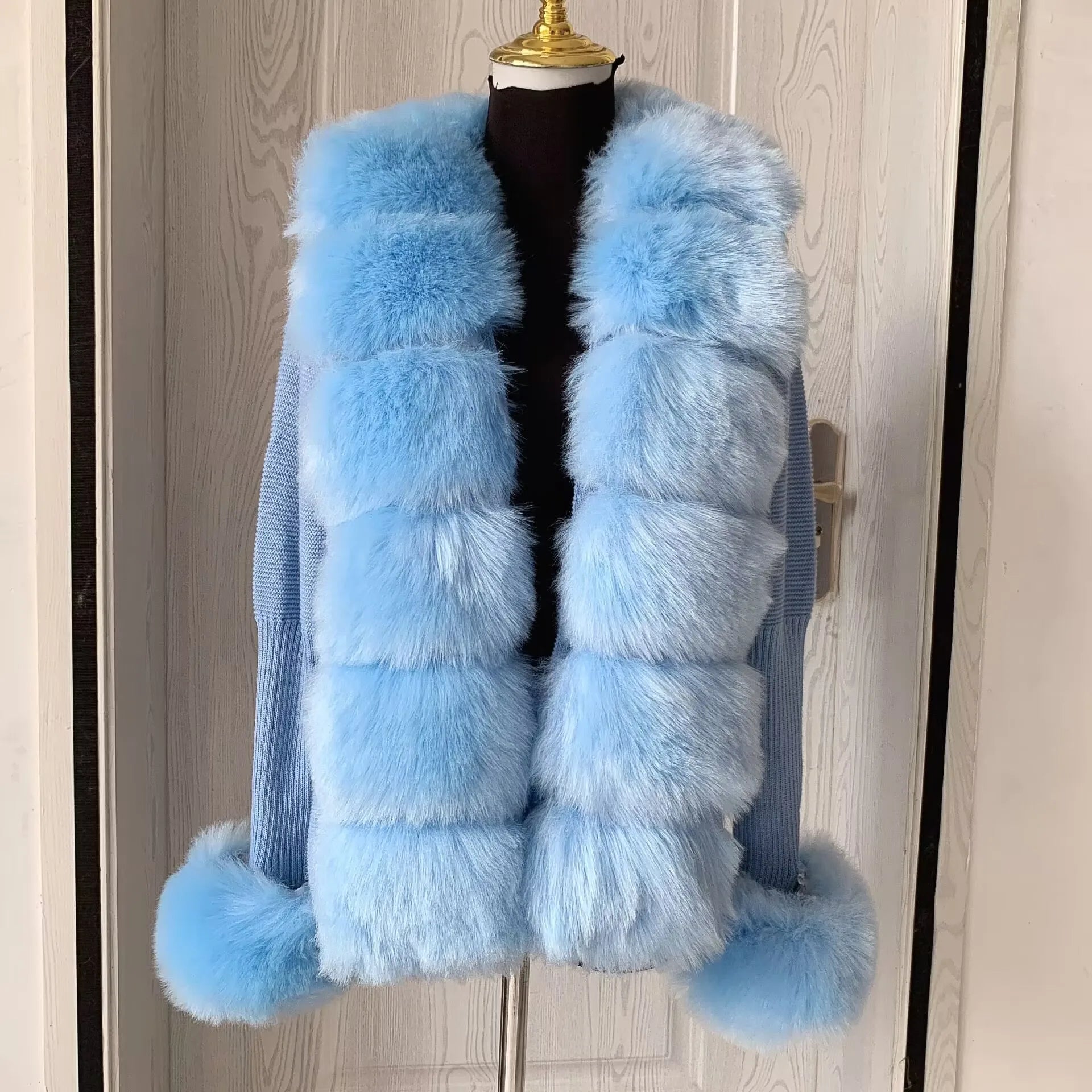 Women's Faux Fur Knit Sweater Cardigan