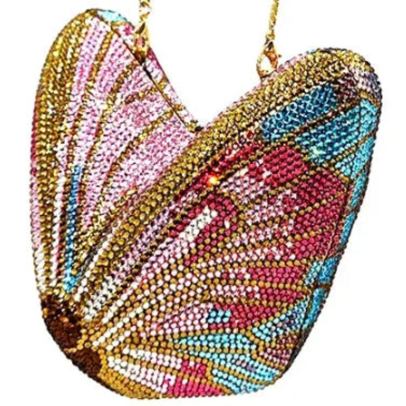 Colorful beaded clutch bag.