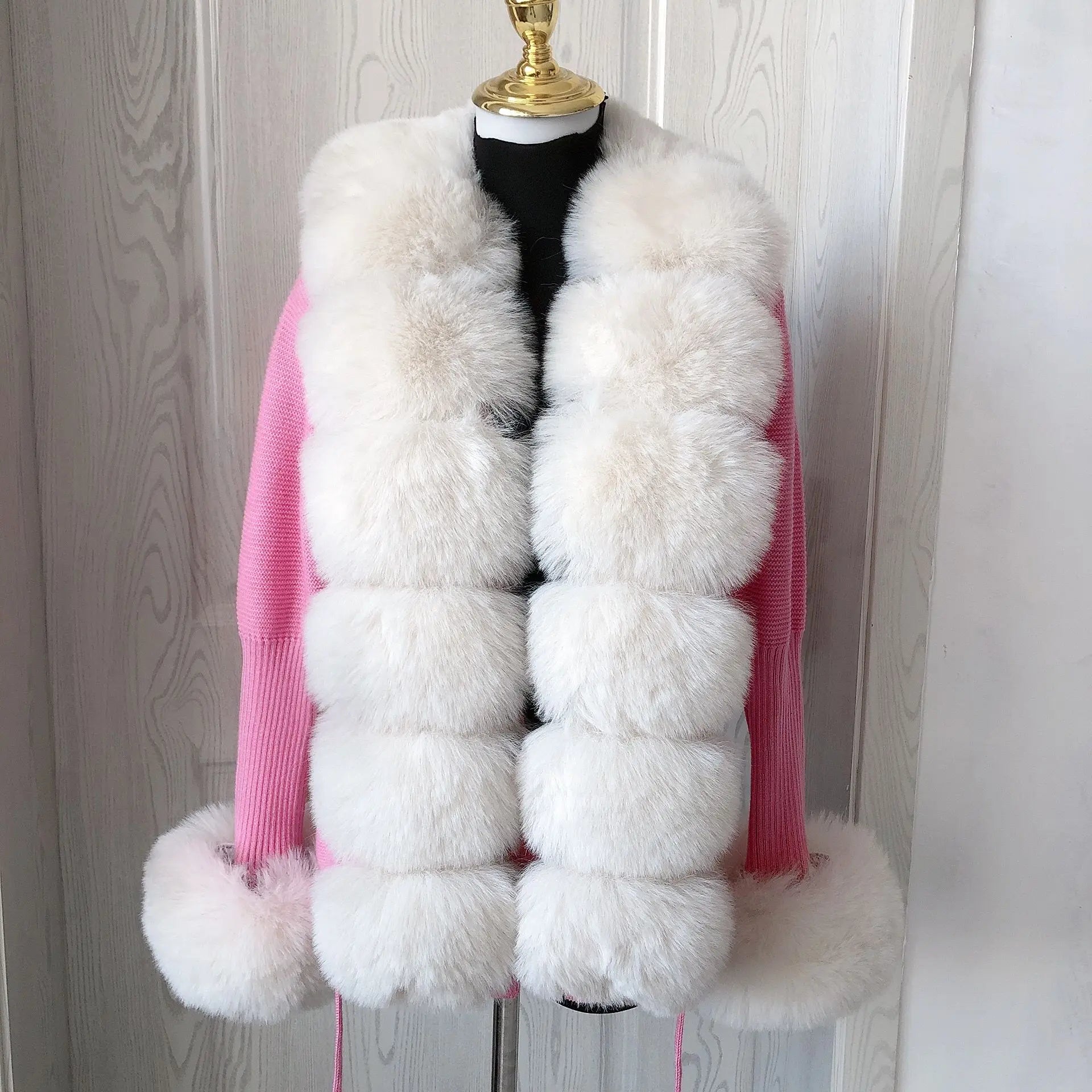 Women's Faux Fur Knit Sweater Cardigan