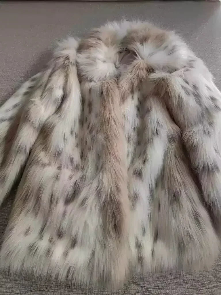 Faux Fur Leopard Print Cardigan