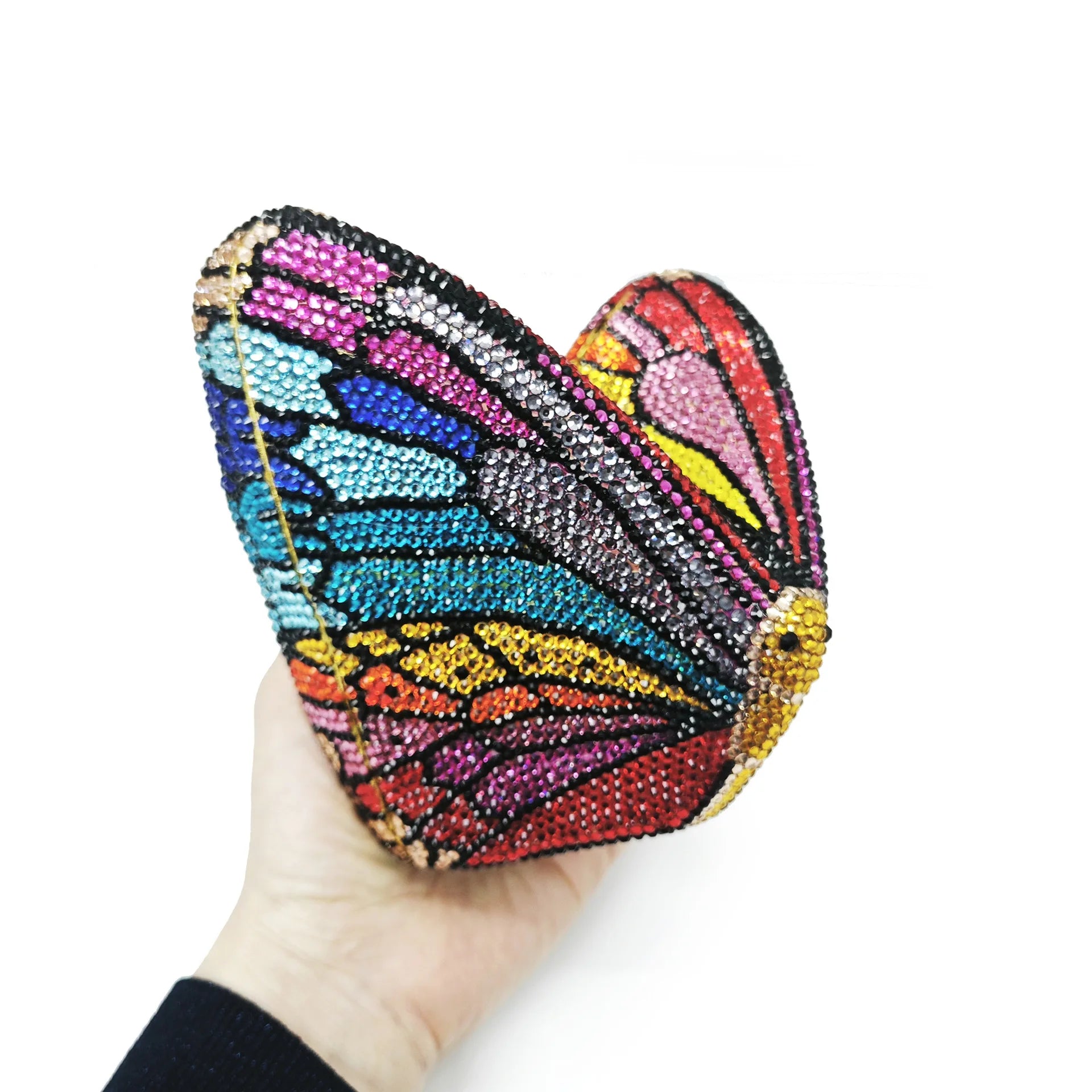 Colorful butterfly-shaped clutch.