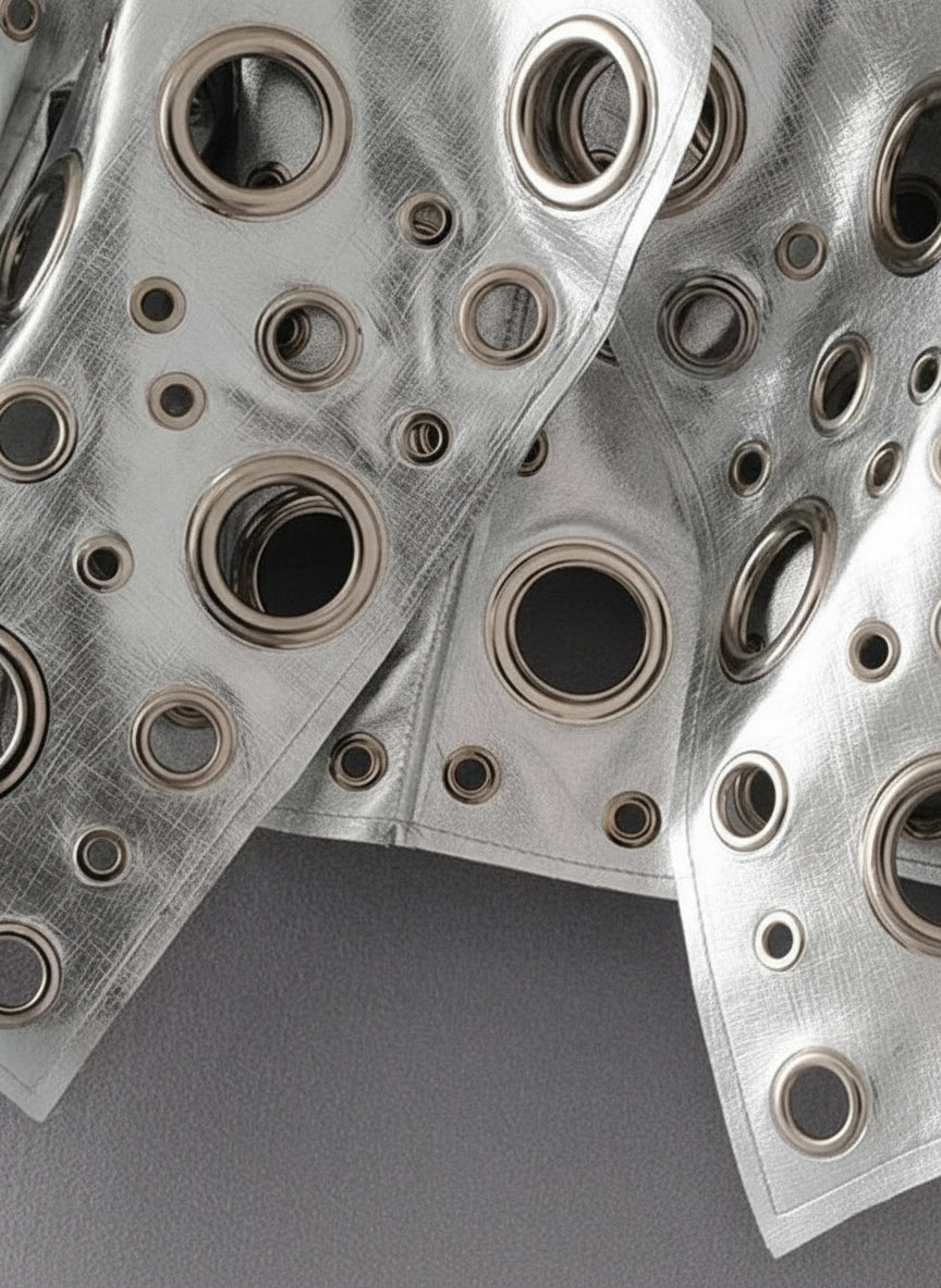 Cut Out Faux Leather Jacket Golden Rivet Stylish