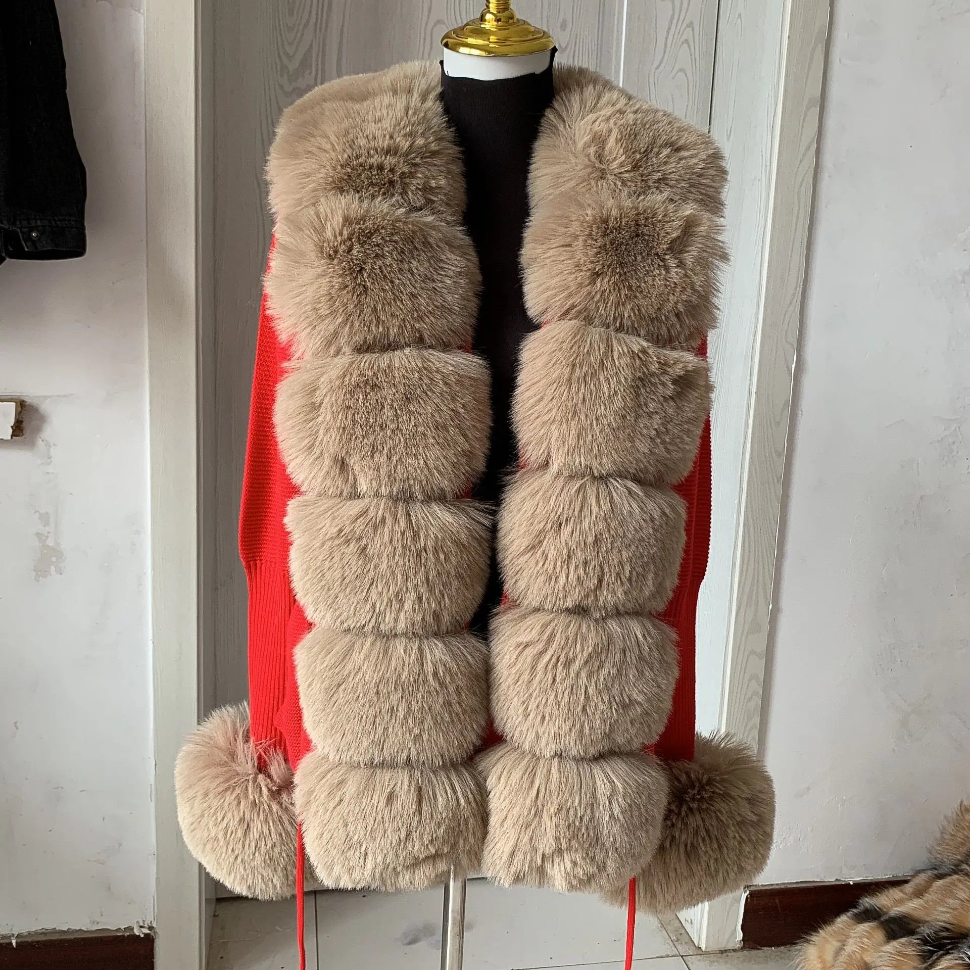 Women's Faux Fur Knit Sweater Cardigan