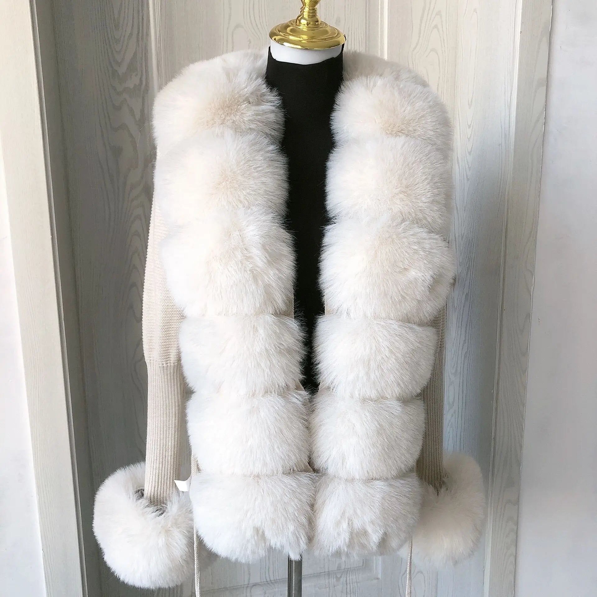 Women's Faux Fur Knit Sweater Cardigan