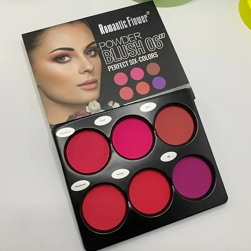6-Color Blush Palette Large Natural Contouring Makeup Eye Shadow Palette Matte Blush Beauty Palette, Long-Lasting Concealer