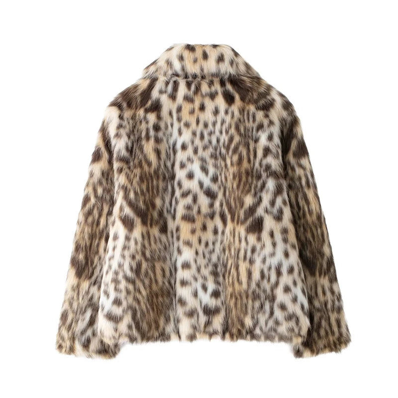 Faux Fur Tiger Print Cropped Jacket