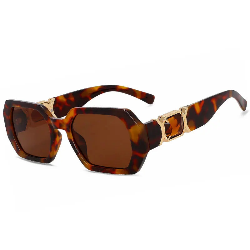 Sunglasses with a tortoiseshell frame and brown lenses