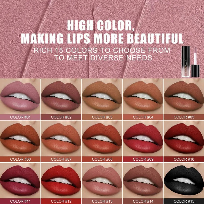 Lipstick shades displayed on a pink background with text about color options.