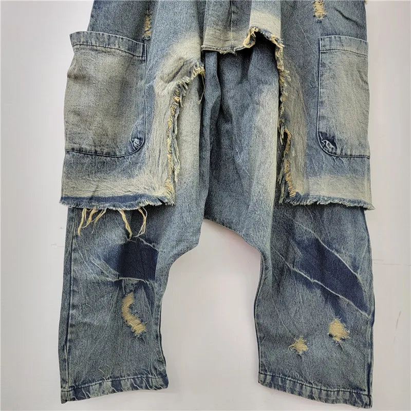 Vintage Patchwork Loose Harem Jeans – Elastic Waist