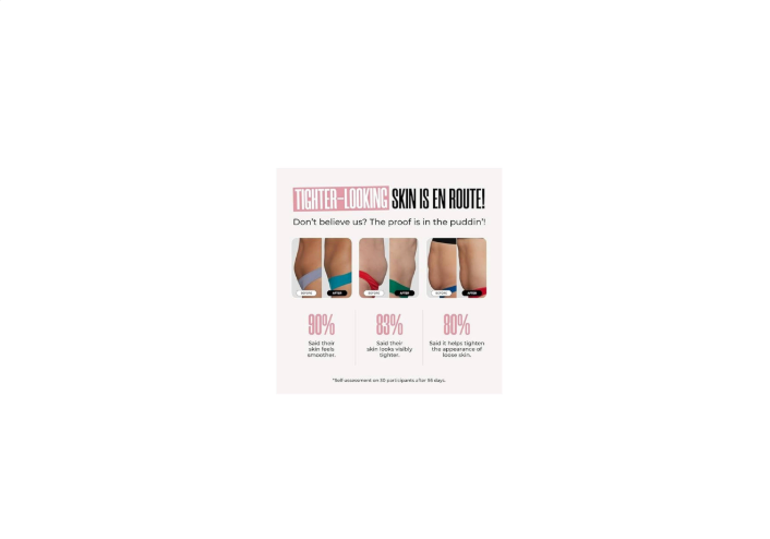 Advertisement for skin care product with images of legs and text on a white background