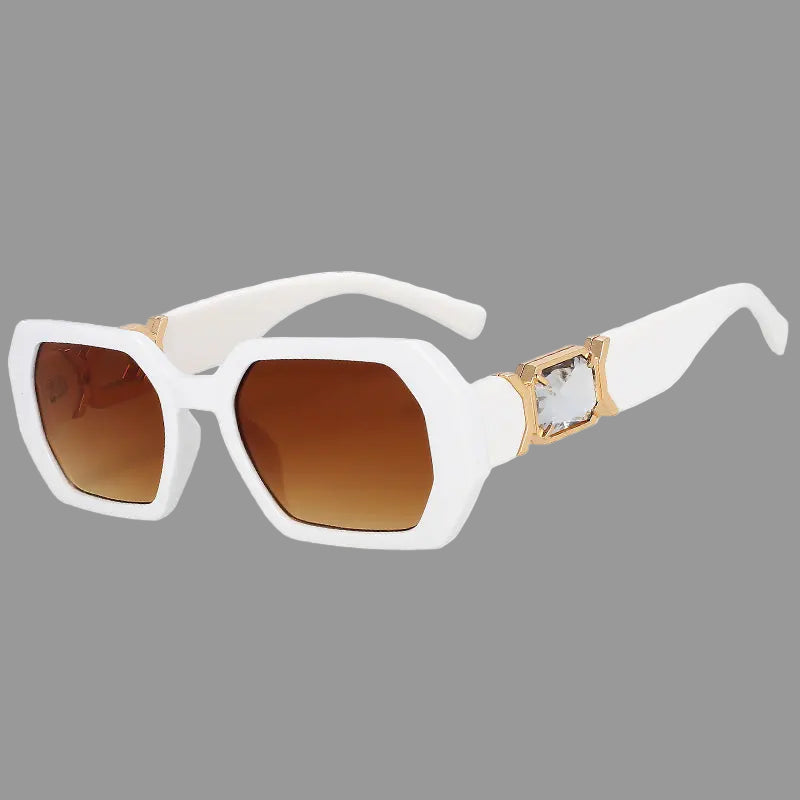 White sunglasses with brown gradient lenses