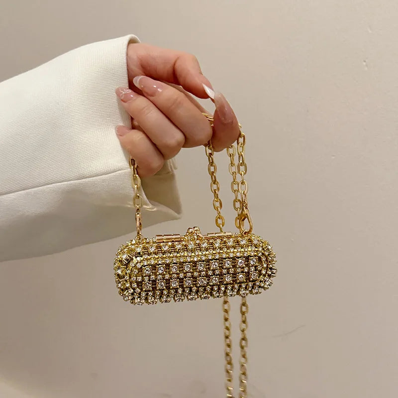 Gold clutch with chain handle 