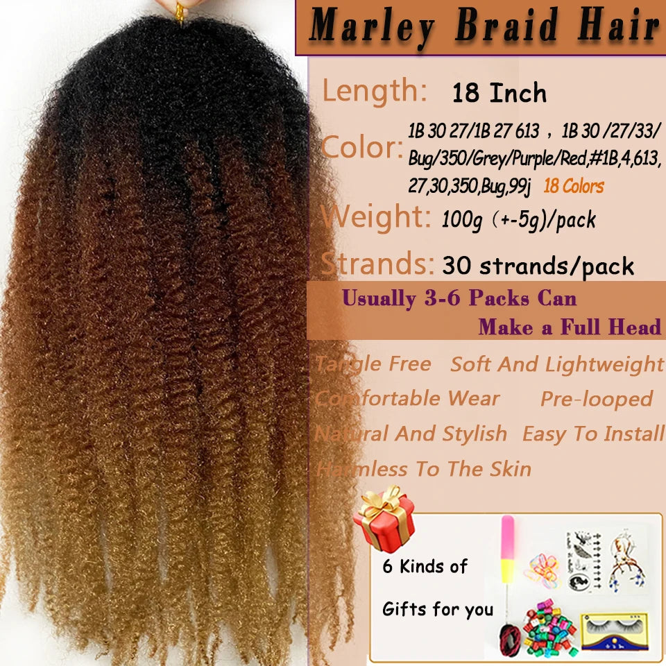 Marley braid hair extension with product details on a white background