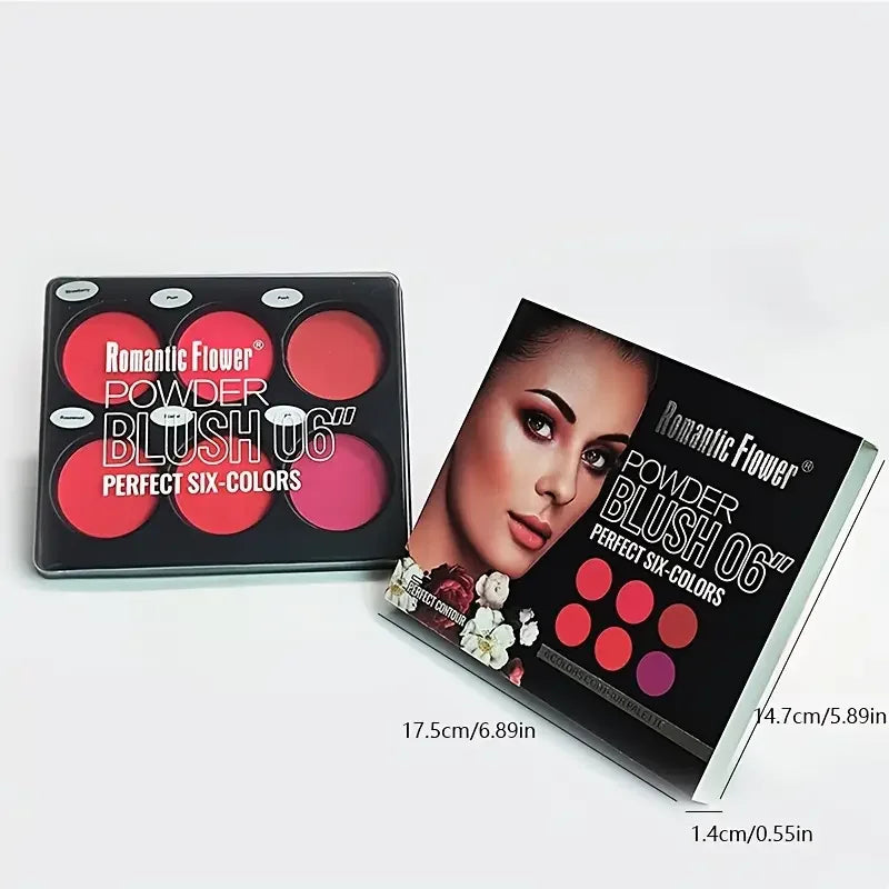 6-Color Blush Palette Large Natural Contouring Makeup Eye Shadow Palette Matte Blush Beauty Palette, Long-Lasting Concealer