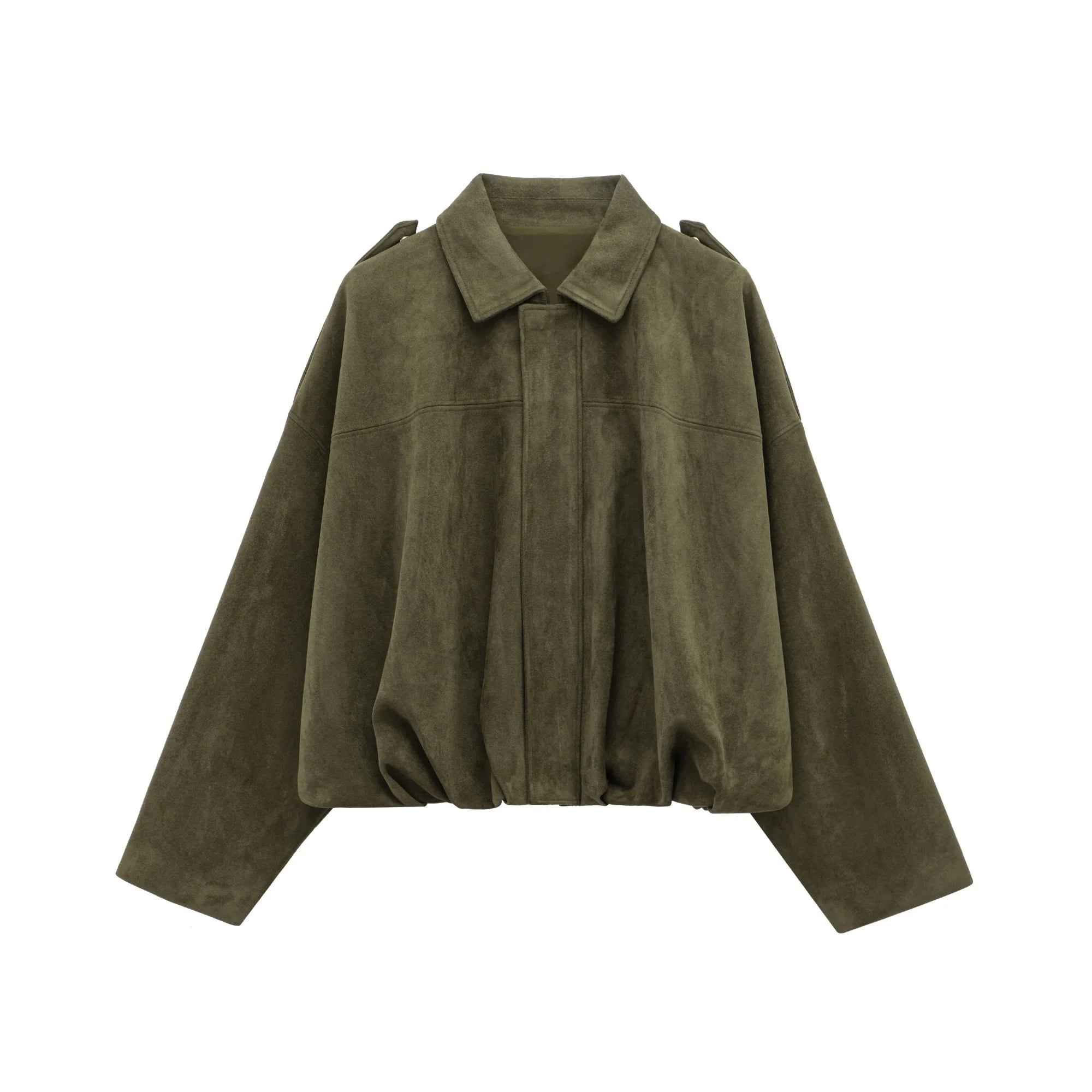 Women's Vintage Suede Jacket - Loose Autumn Coat | HalleBeauty