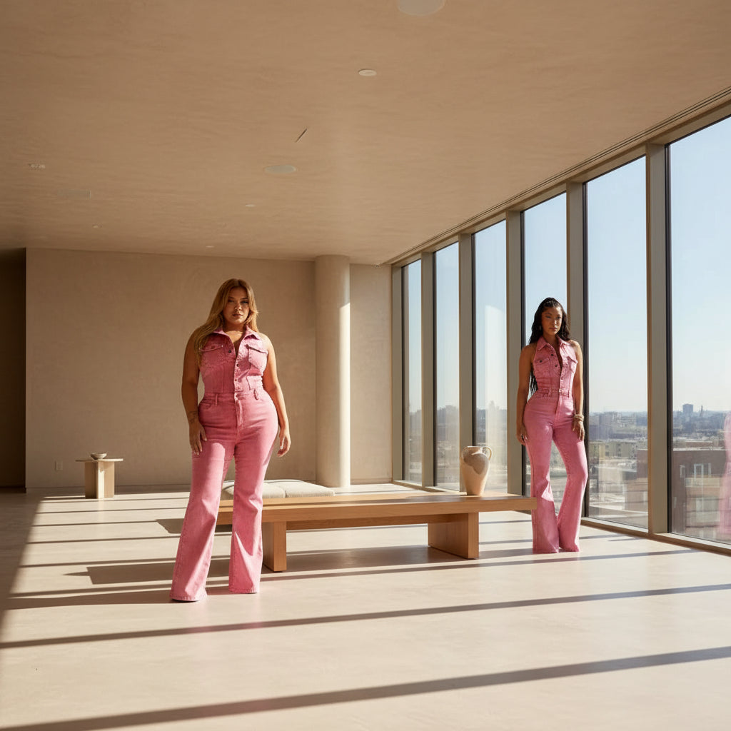 Backless Denim Jumpsuit Women Sleeveless Stretch