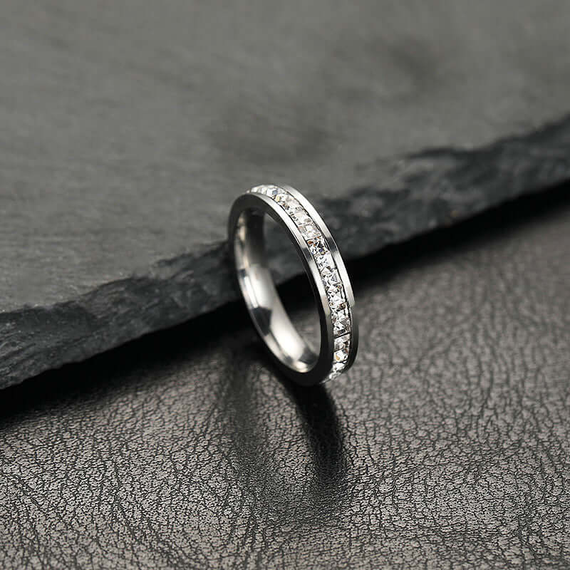 Stainless Steel Zircon Ring for Women - HalleBeauty