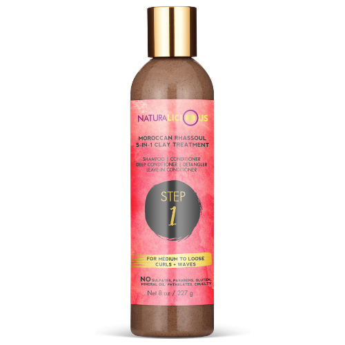 Step 1: Moroccan Rhassoul 5-in-1 Clay Treatment (For Loose Curls)