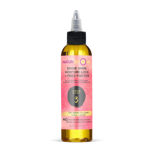 Bottle of Natura Curl hair product on a white background