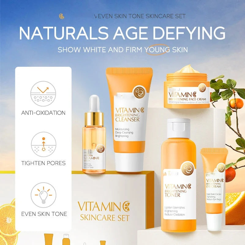 Vitamin C Skincare Set: 5-Piece Cleansing & Revitalizing Toner - HalleBeauty