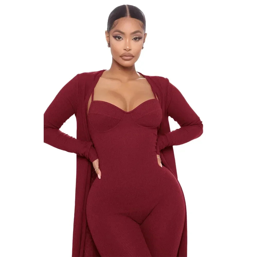 Women's Casual Long Sleeve Jumpsuit Set
