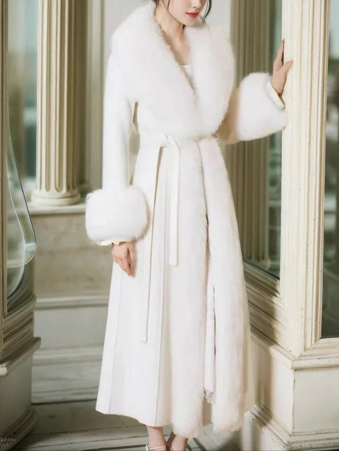 Women's Faux Fur Collar Wool Coat
