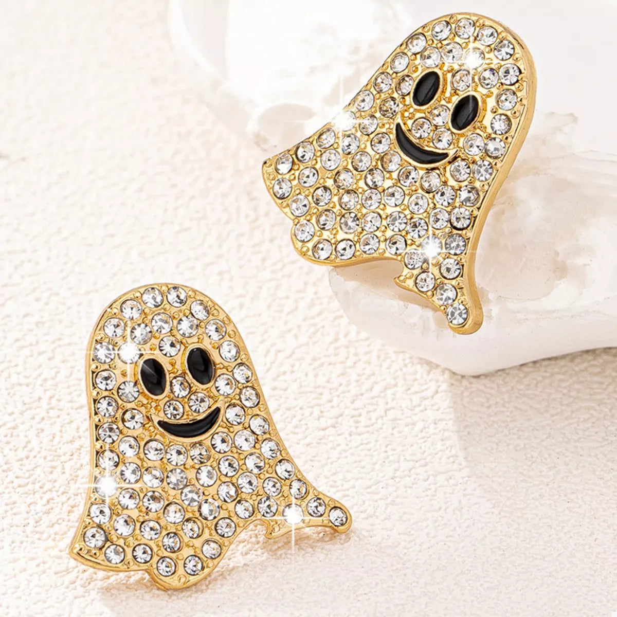 Rhinestone Halloween Ghost Earrings | Hallebeauty