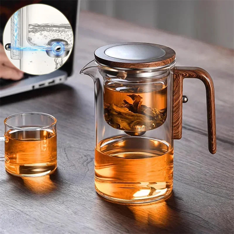 Magnetic Glass Teapot | Wood Handle Tea Filtration Pot