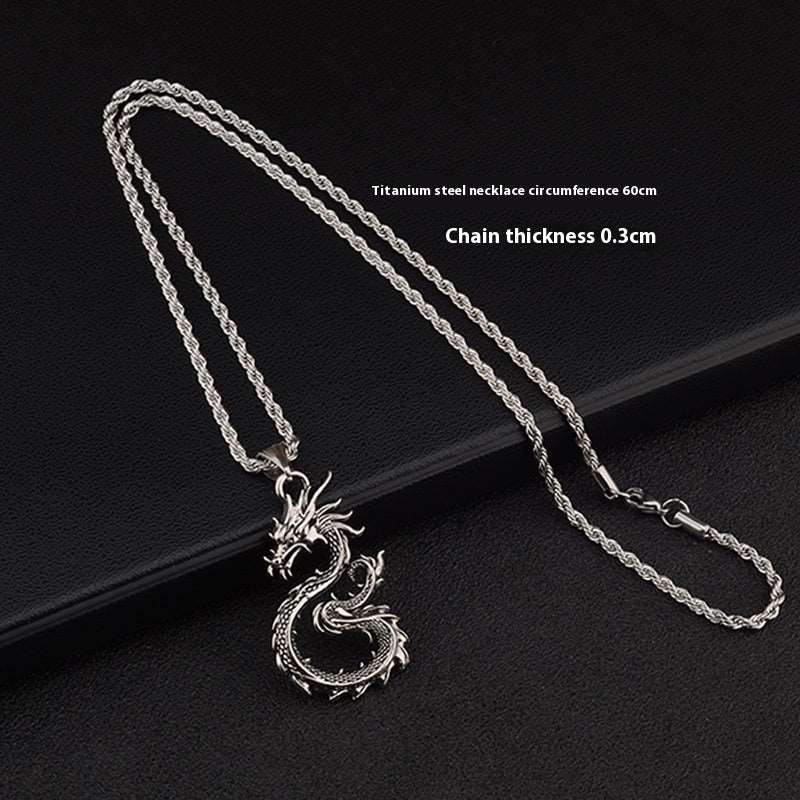 Dragon Sword Pendant Necklace - Black Fashion Jewelry for Men