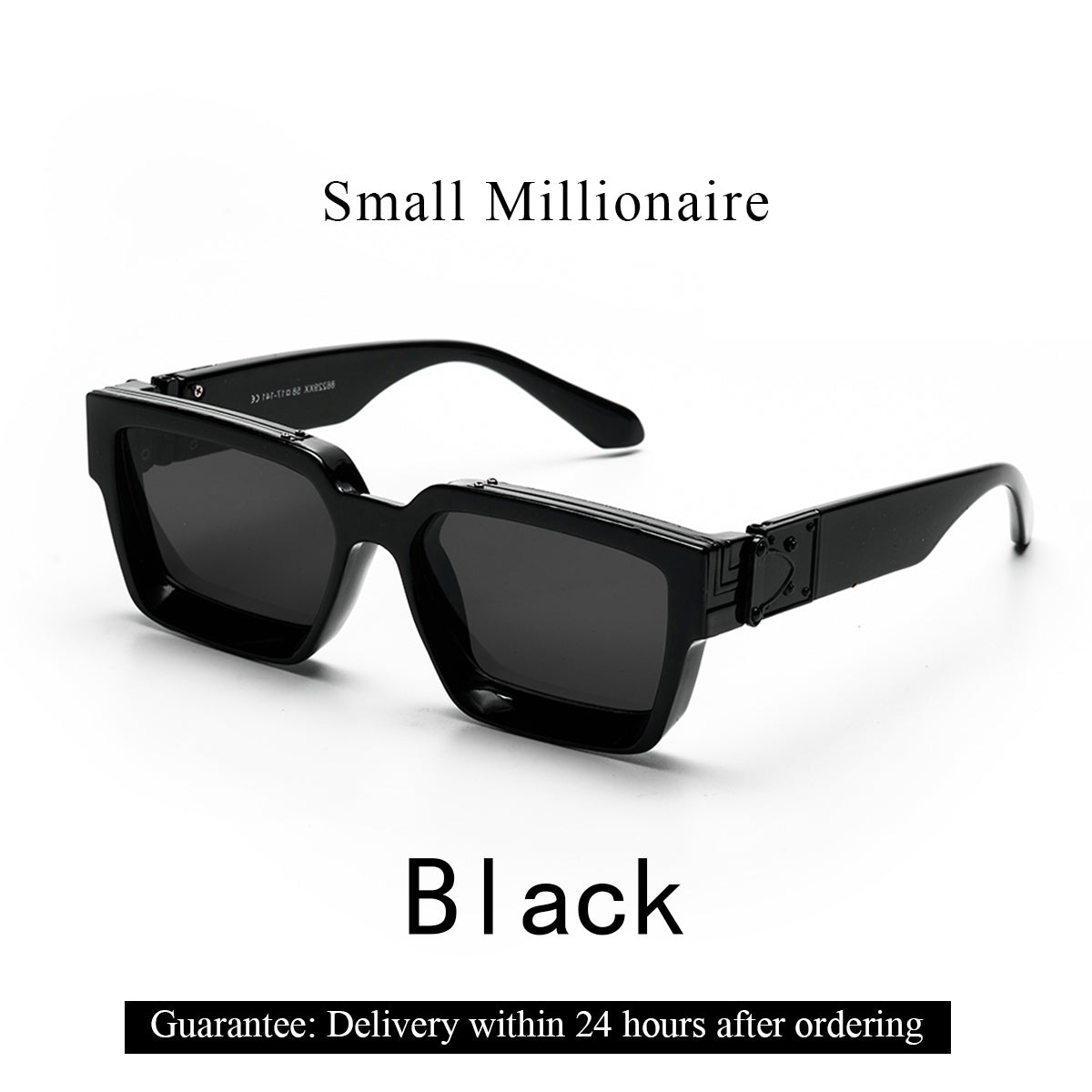 lack luxury sunglasses with gold accents on model