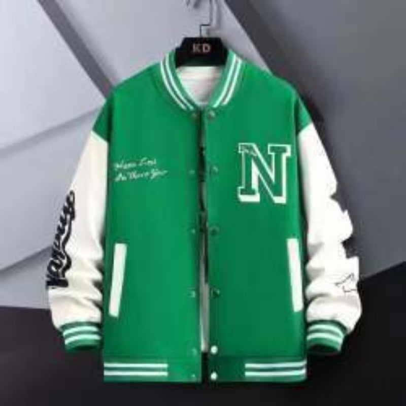 Letter Print Color Block Jacket | Men’s Baseball Coat