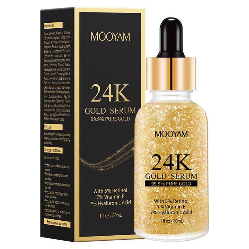 24K Gold Foil Face Serum: Vitamin E & Retinol Anti-Wrinkle Lifting Formula - HalleBeauty