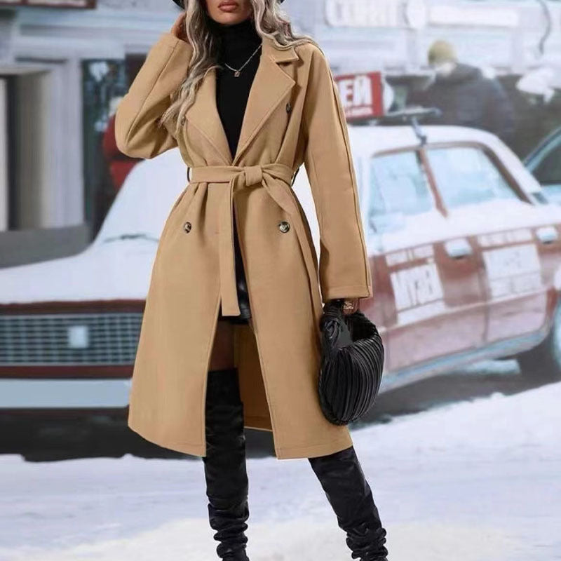 Lapel Double-Breasted Trench Coat – Timeless Winter Elegance