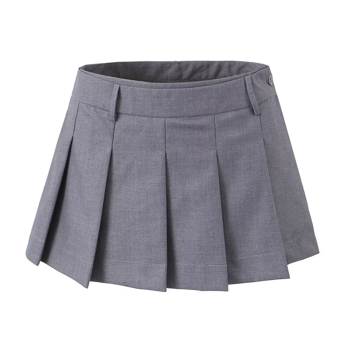 High-Waist Pleated Pantskirt Gray