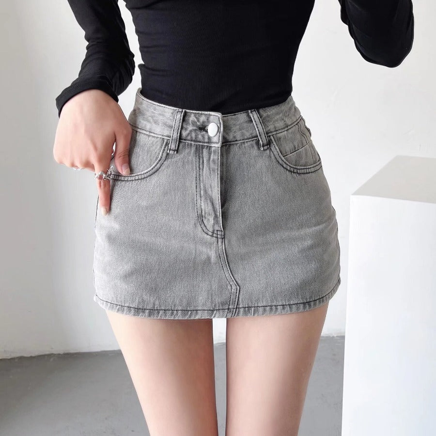 Women's Denim Skirted Shorts | Hallebeauty