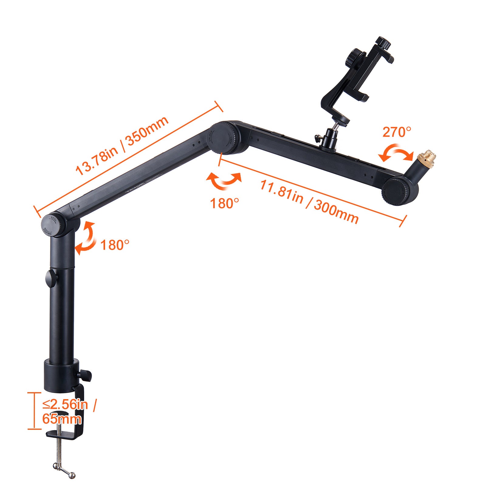 Adjustable Microphone Boom Arm | Desk Mount & Headset Hook