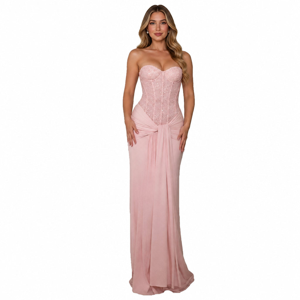 Pink Strapless Dress | Hallebeauty