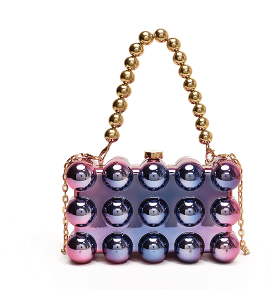 Acrylic Bubble Clutch - Detachable Strap Square Purse - HalleBeauty