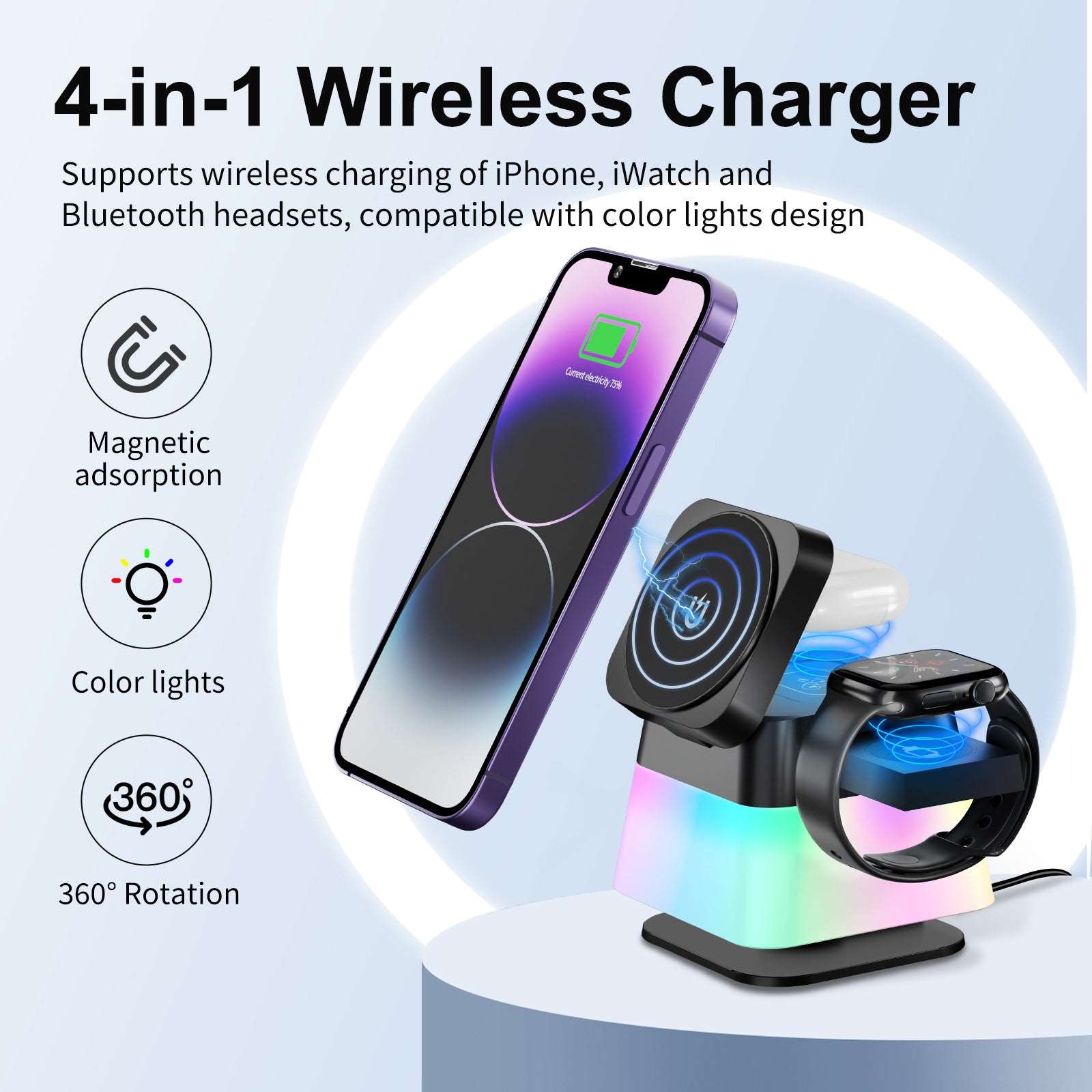 4-in-1 Rotatable Wireless Charging Hub