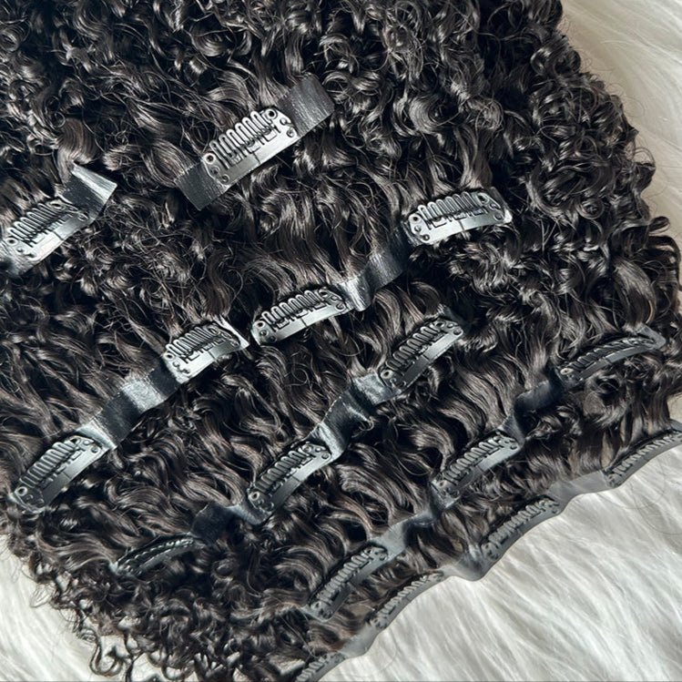 Afro Kinky Curly Clip - In Extensions - 100% Human Hair (3C/4A/4B) - HalleBeauty