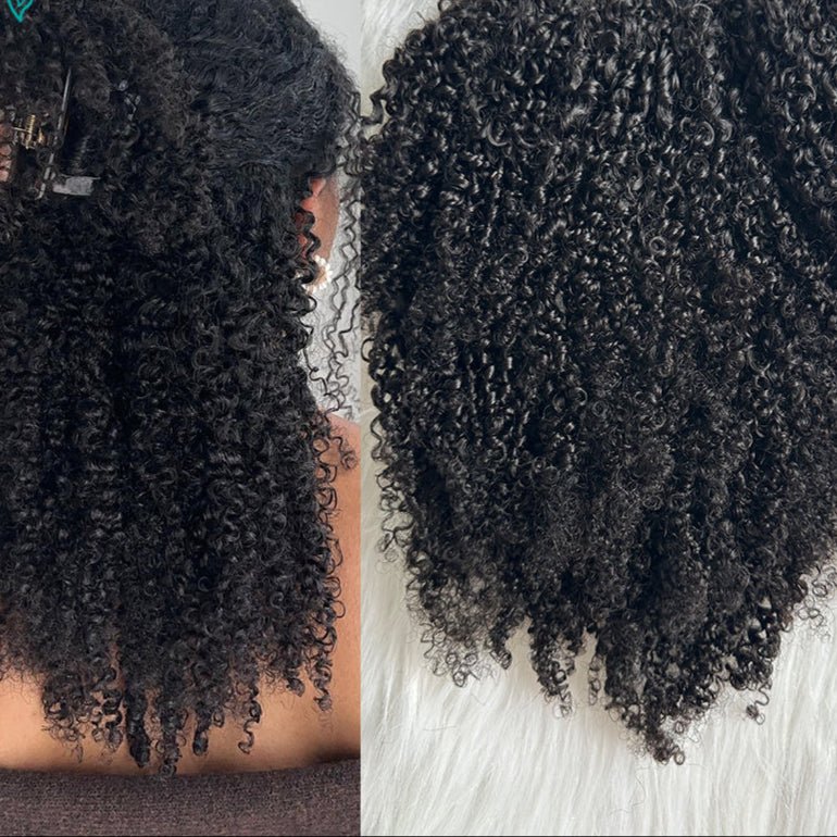 Afro Kinky Curly Clip - In Extensions - 100% Human Hair (3C/4A/4B) - HalleBeauty
