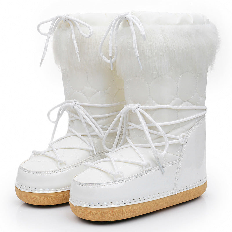 Women’s Furry Moon Boots - Fleece-Lined Winter Snow Boots