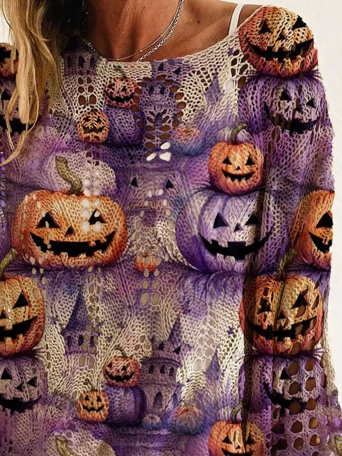 Plus Size Halloween Pumpkin Knit Cover-Up | Hallebeauty