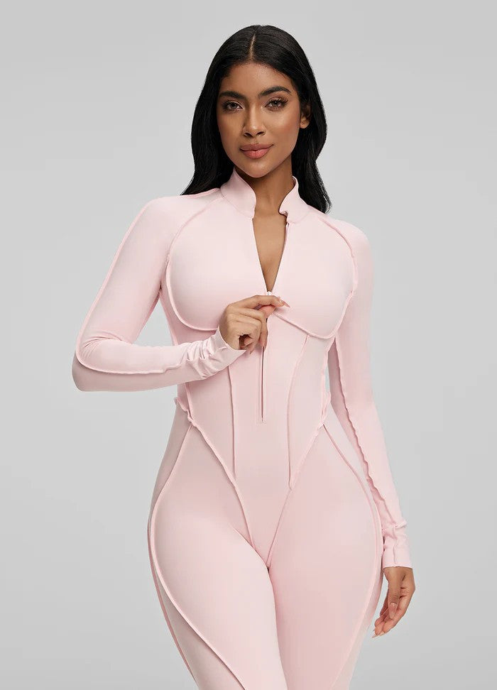 Women's Slim Fit Zipper Jumpsuit – Long Sleeve | Hallebeauty