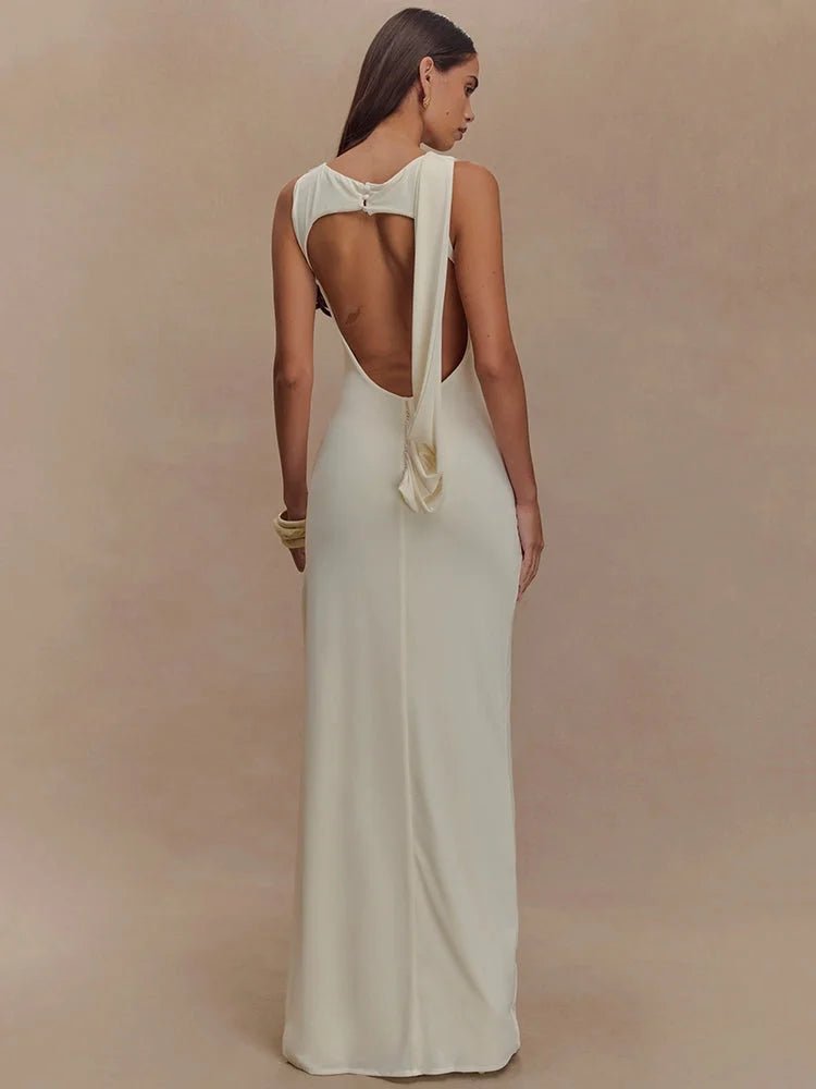 Backless Maxi Dress - Bold Elegance & Timeless Glam - HalleBeauty