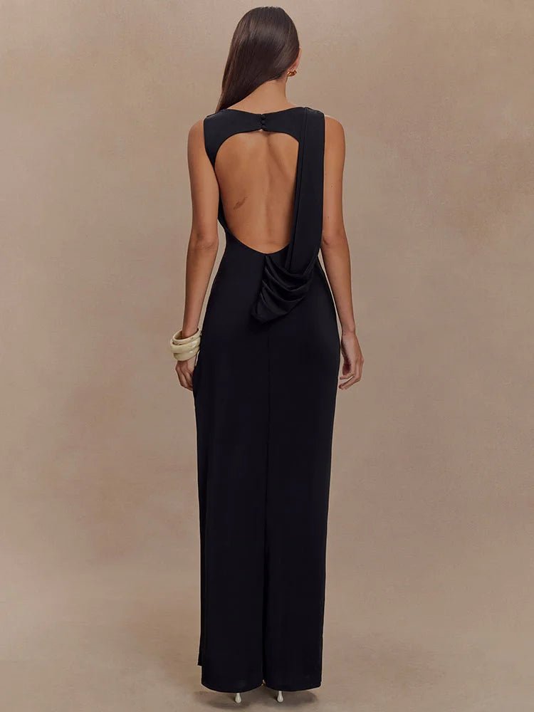 Backless Maxi Dress - Bold Elegance & Timeless Glam - HalleBeauty