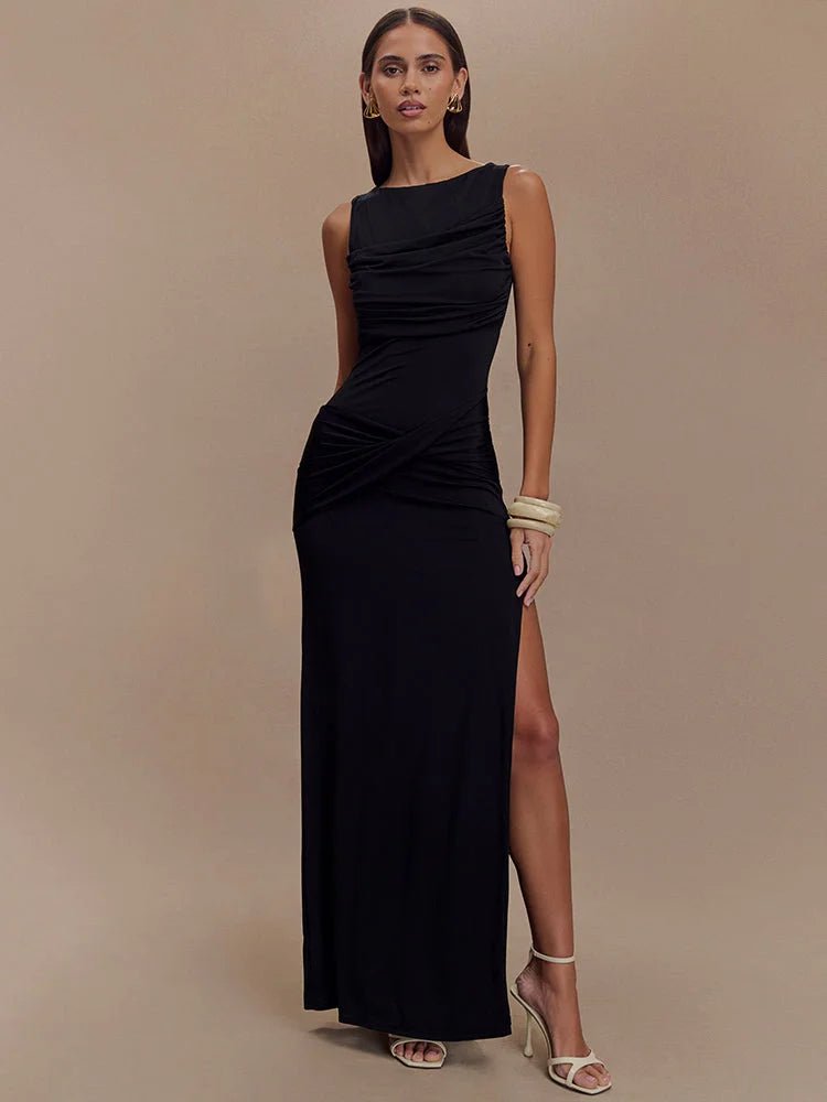 Backless Maxi Dress - Bold Elegance & Timeless Glam - HalleBeauty