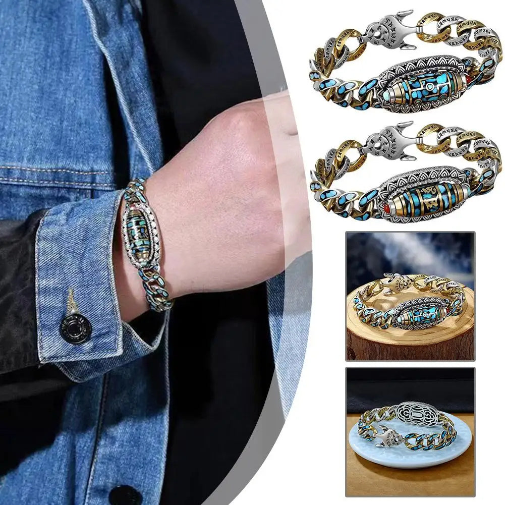 Men's Retro Nine Eye Pearl Bracelet - Fashionable & High-End Gift