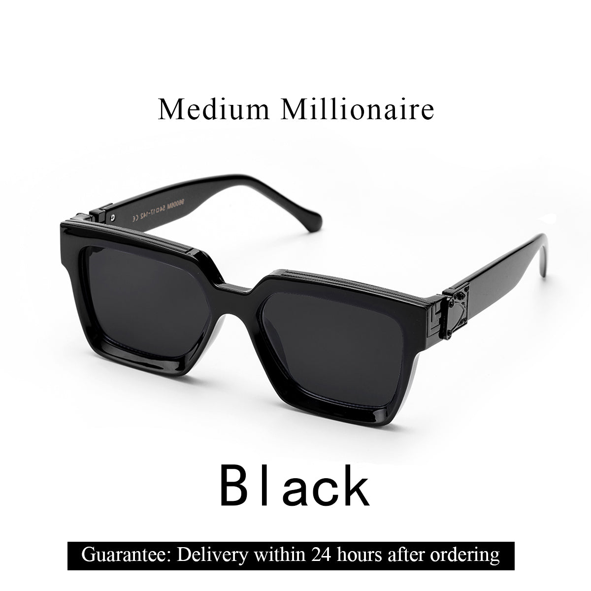 lack luxury sunglasses with gold accents on model